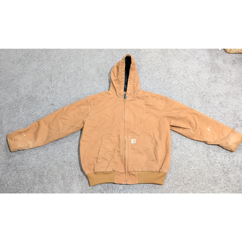 Carhartt Hooded Lined Loose Fit Zip Jacket Brown Men's Size XL J130-M Fast Ship